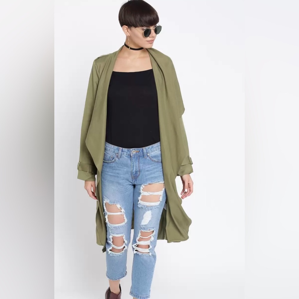 NWOT!  FOREVER 21 WATERFALL BELTED DUSTER TRENCH STYLE COAT!